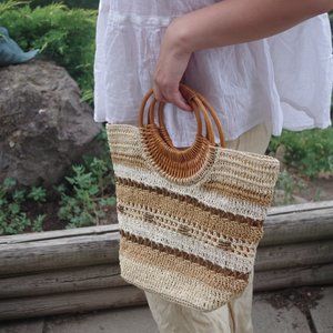 Denver Hayes Woven Bag & Purse Wooden Handles